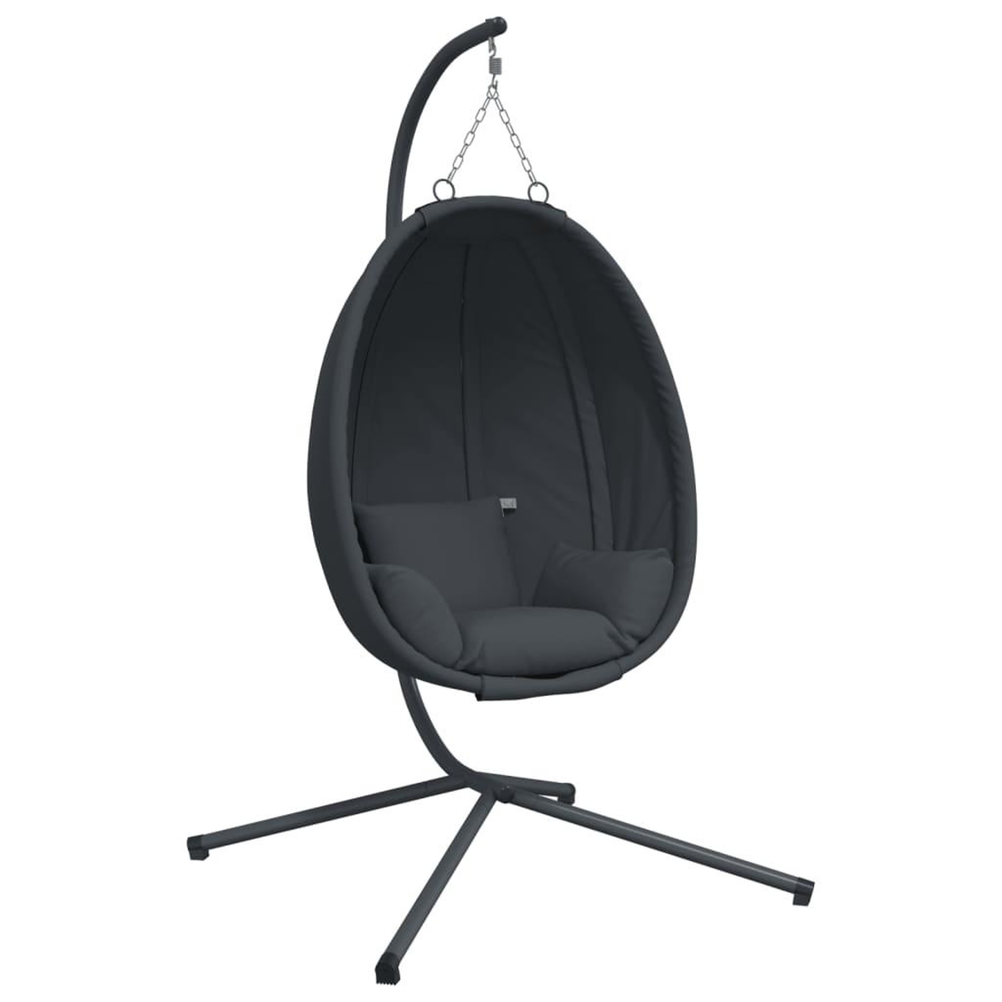 Voir la diapositive 2 : VIDAXL Chaise suspendue en forme d'œuf avec support anthracite