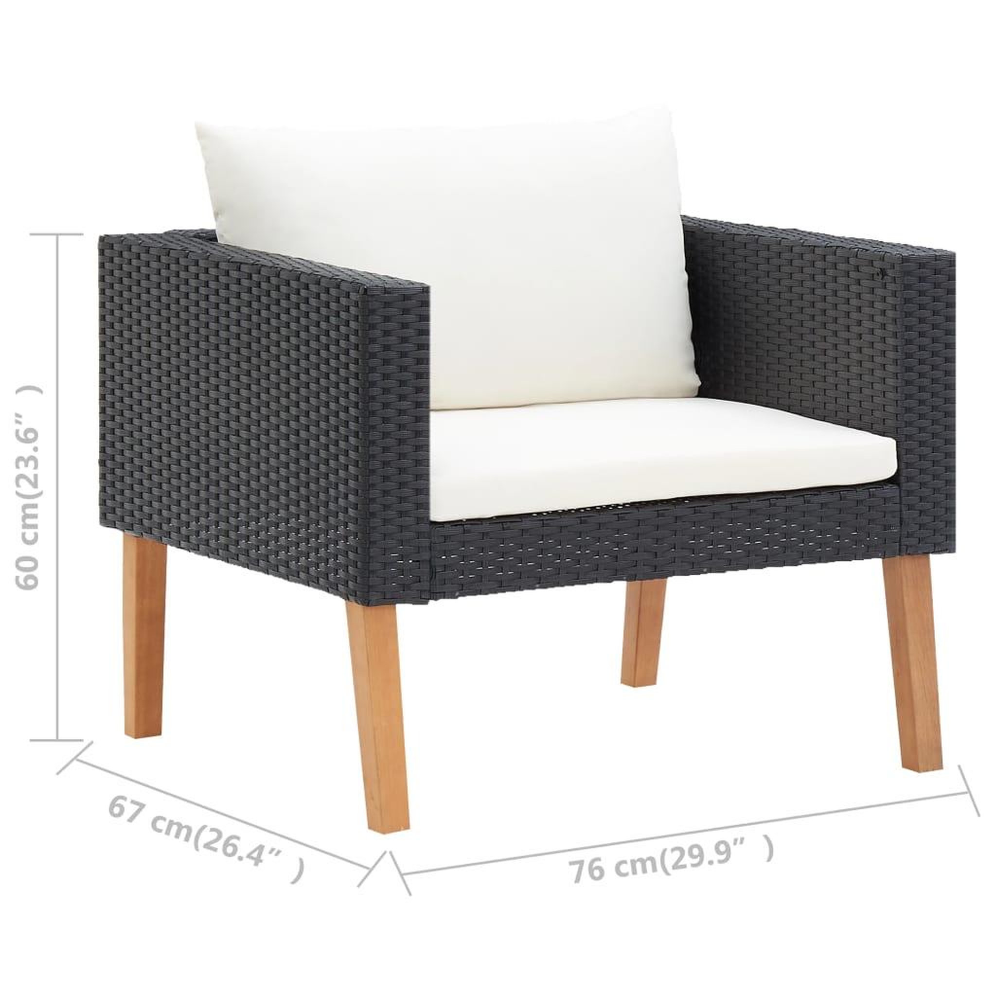 Voir la diapositive 6 : VIDAXL Salon de jardin 3 pcs avec coussins Resine tressee Noir