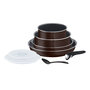 Voir la diapositive 1 : TEFAL Batterie de cuisine 8 pièces INGENIO ESSENTIAL Black Coffee pailleté 