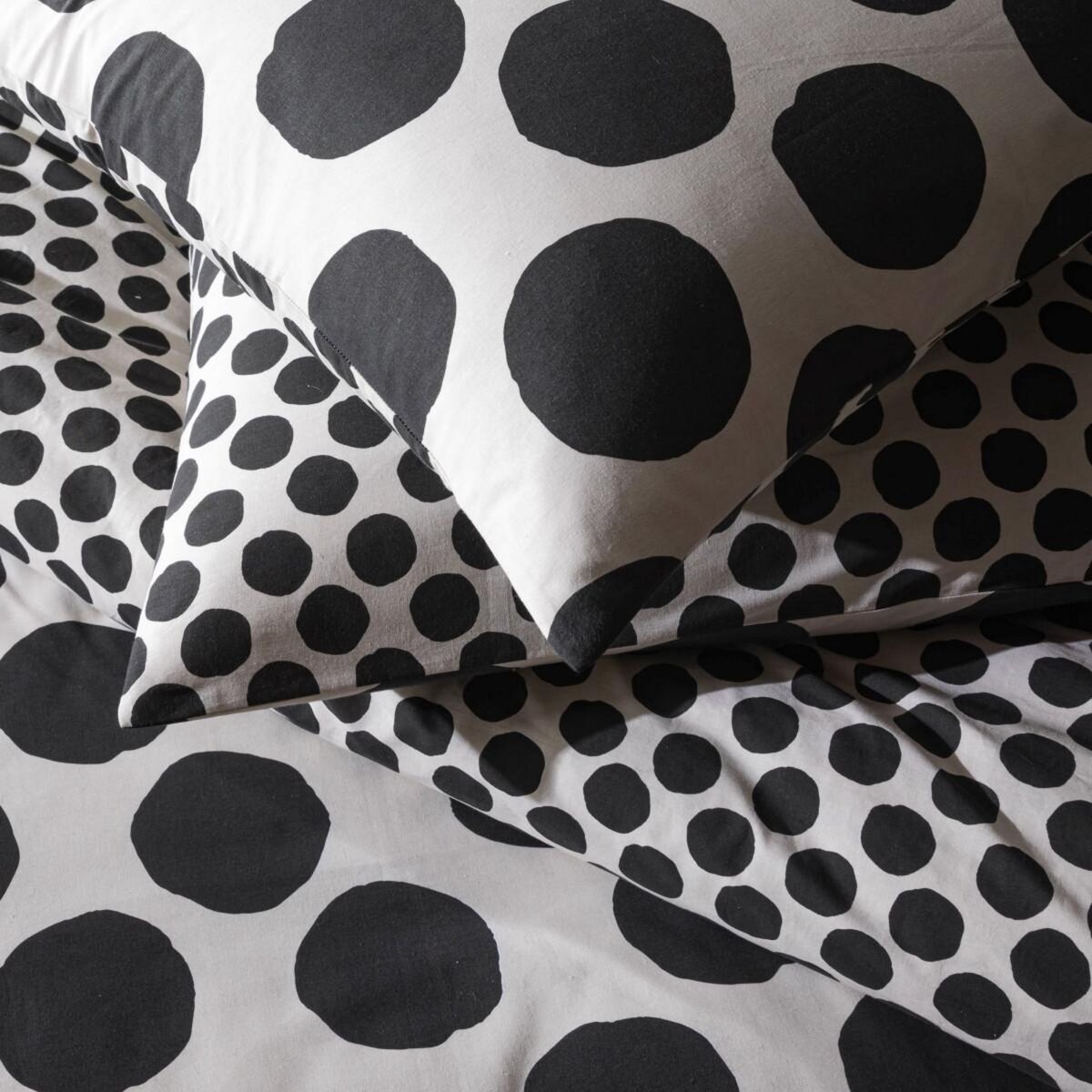 FUTURE HOME Parure de lit 2 personnes à pois réversible en coton