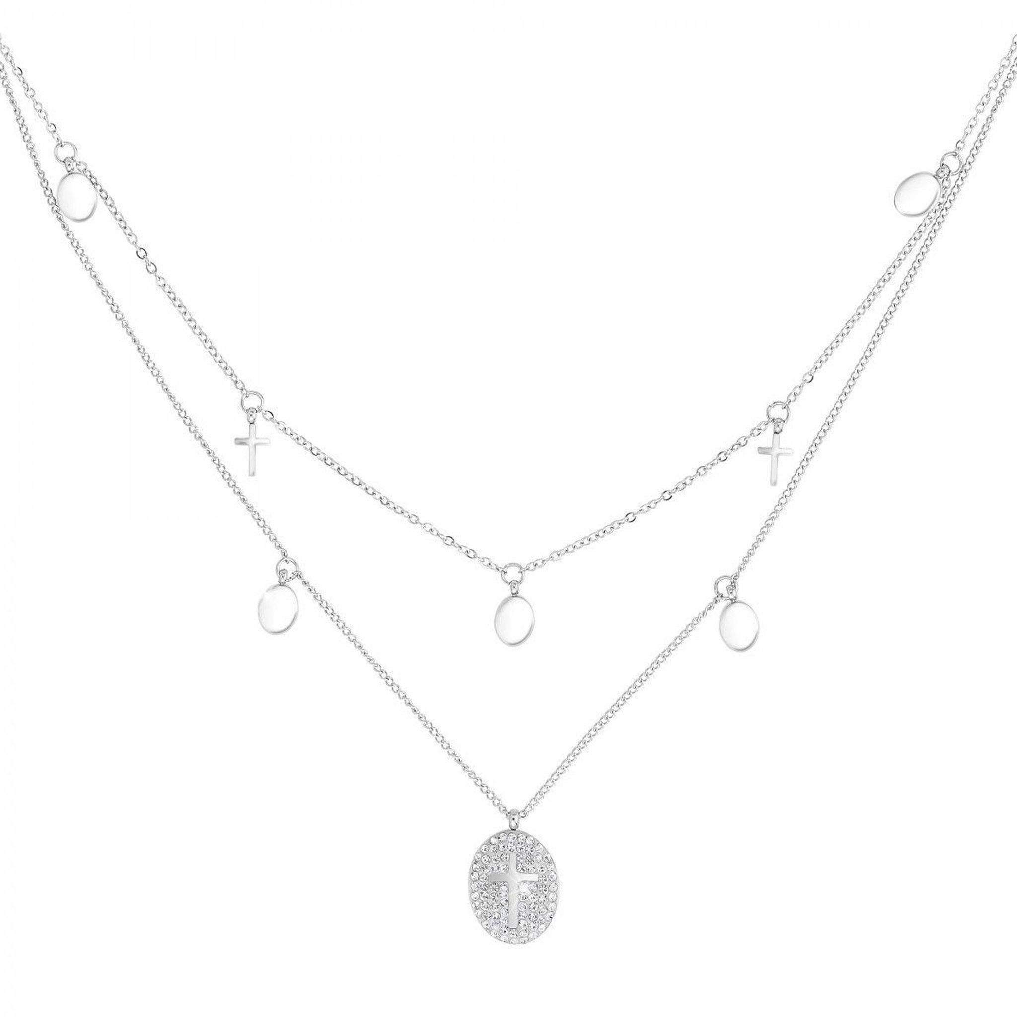 SC CRYSTAL Collier croix par SC Crystal orné de Cristaux scintillants