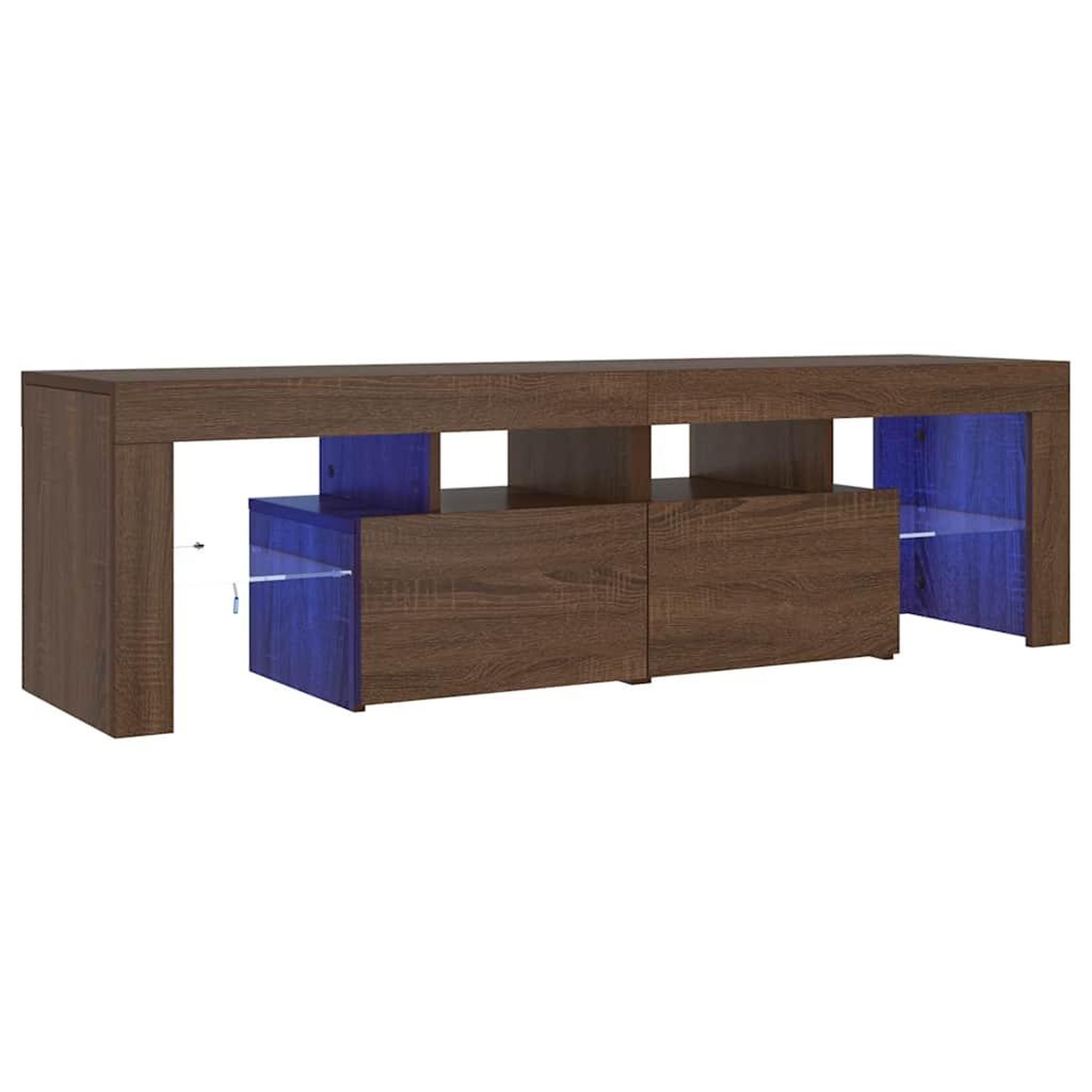 Voir la diapositive 5 : VIDAXL Meuble TV avec lumieres LED Chene marron 140x36,5x40 cm