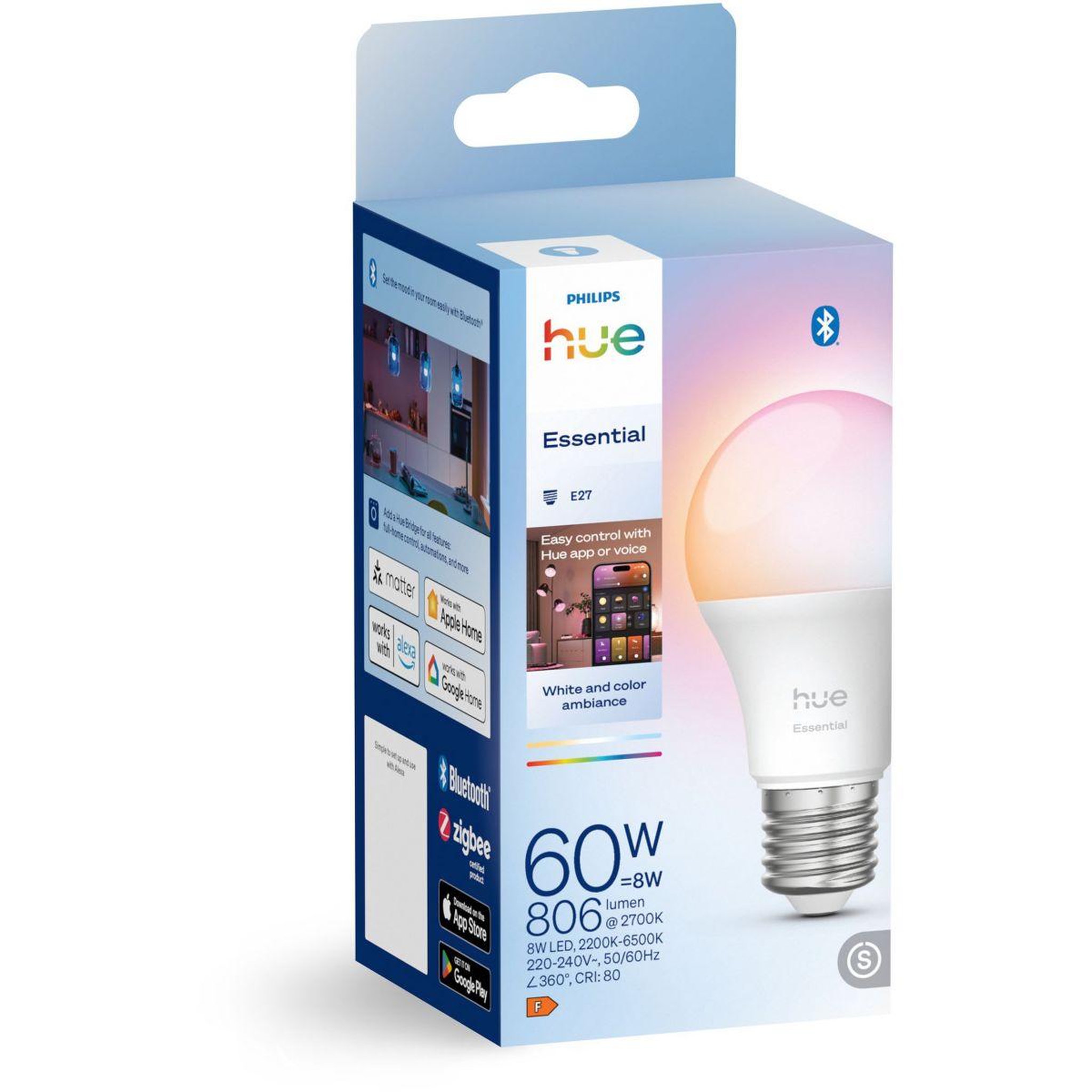 PHILIPS HUE Ampoule LED connectée Essential E27 White&Color Ambiance