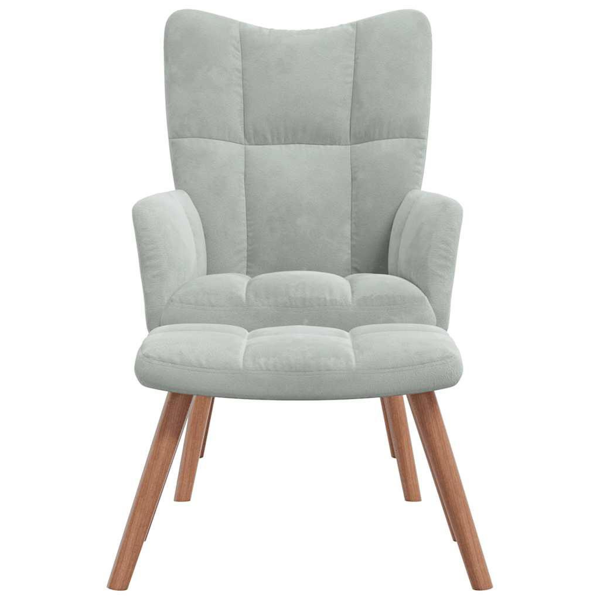 Voir la diapositive 3 : VIDAXL Chaise de relaxation avec repose-pied Gris clair Velours