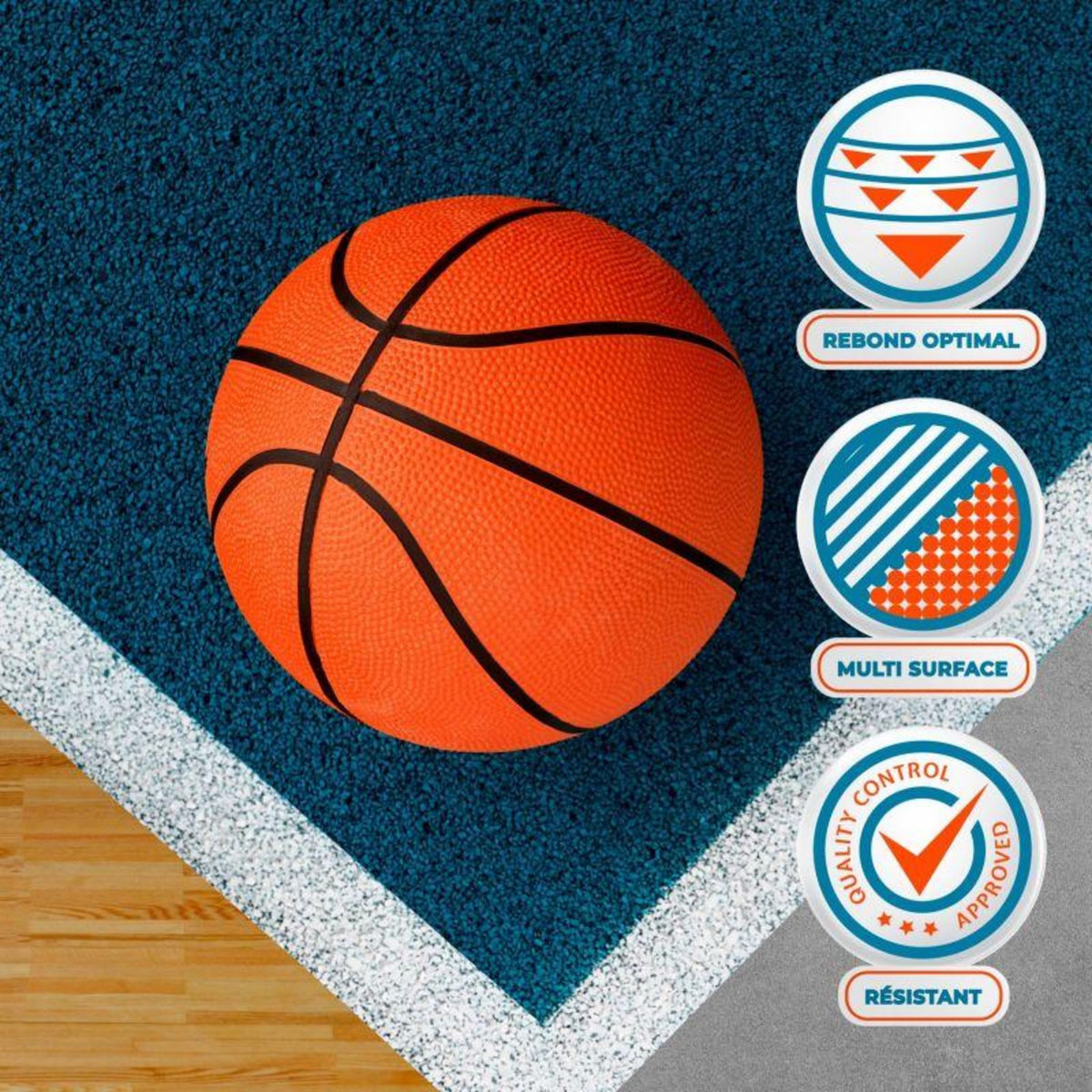 BUMBER Ballon de basket orange taille 7 (24,5cm) BRONX Usage intérieur/extérieur et Anti-dérapant