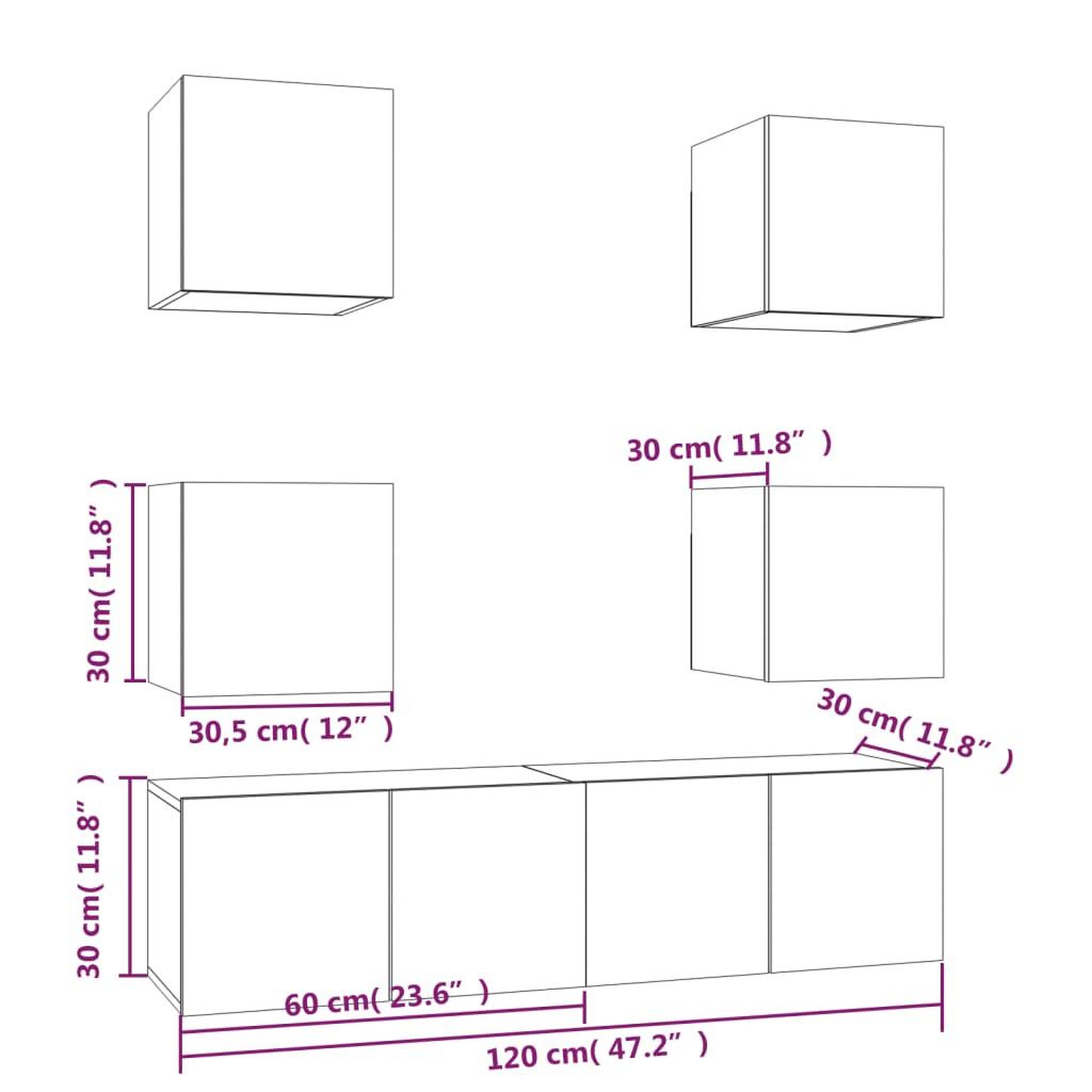 Voir la diapositive 6 : VIDAXL Ensemble de meubles TV 6 pcs Chene fume Bois d'ingenierie