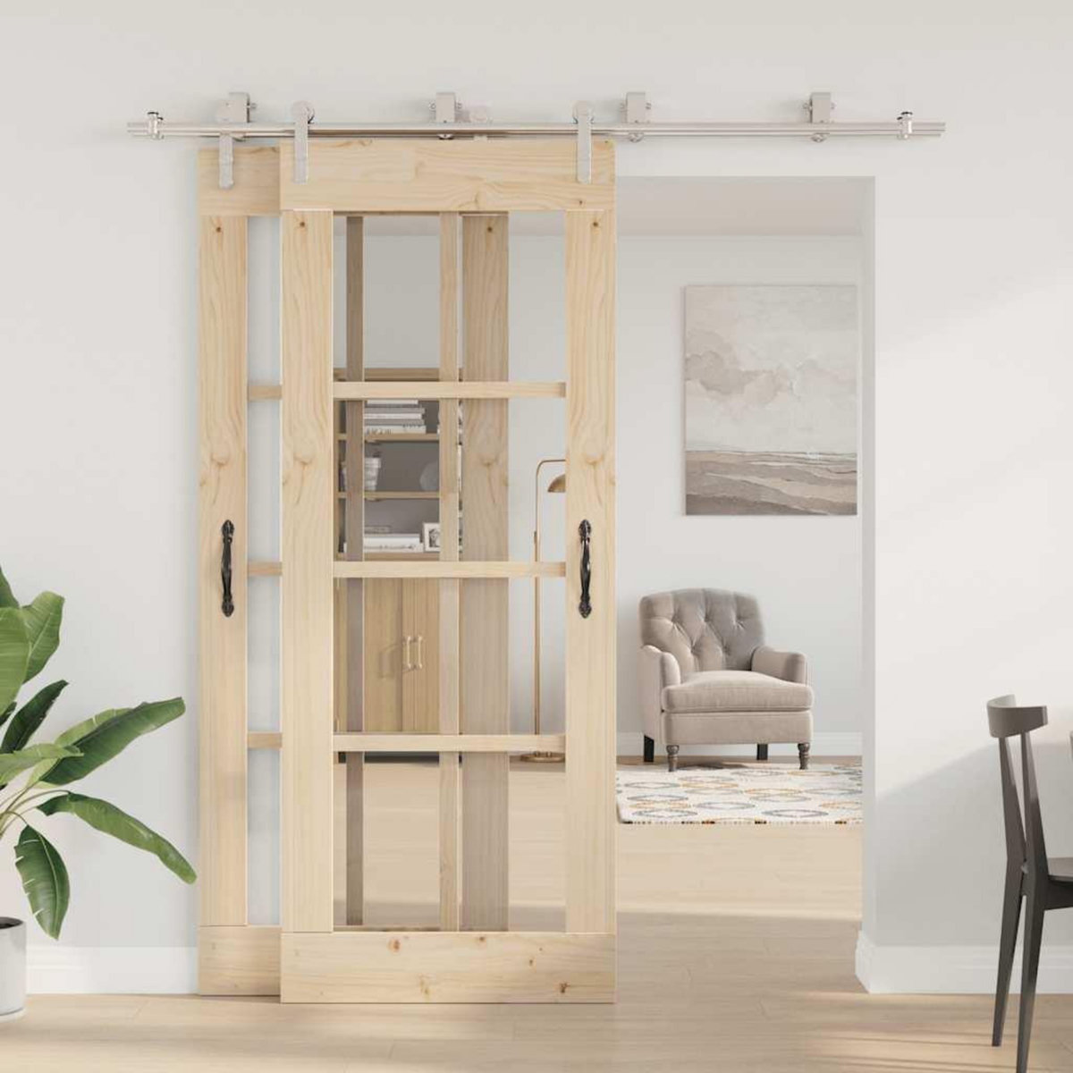 VIDAXL Kit fixation porte coulissante 200 cm Acier inoxydable Argente