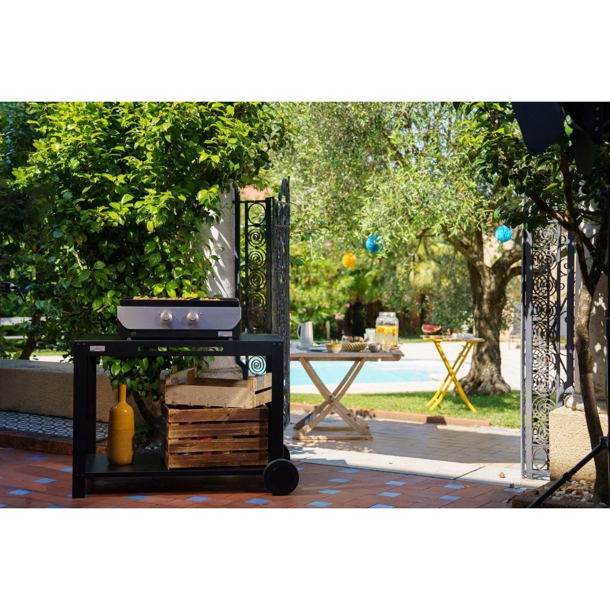 Le marquier Plancha gaz PLOG260DP noir 2  brûleurs à poser, 60x40 cm