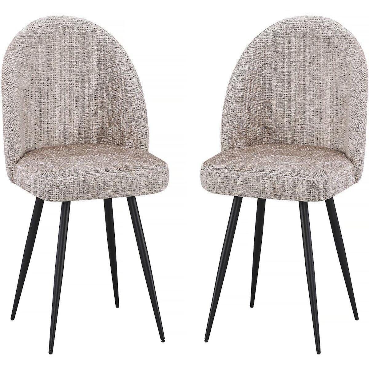 Habitat et Jardin Lot de 2 chaises en tissu  Samuel  - 53 x 51 x 82 cm - Beige