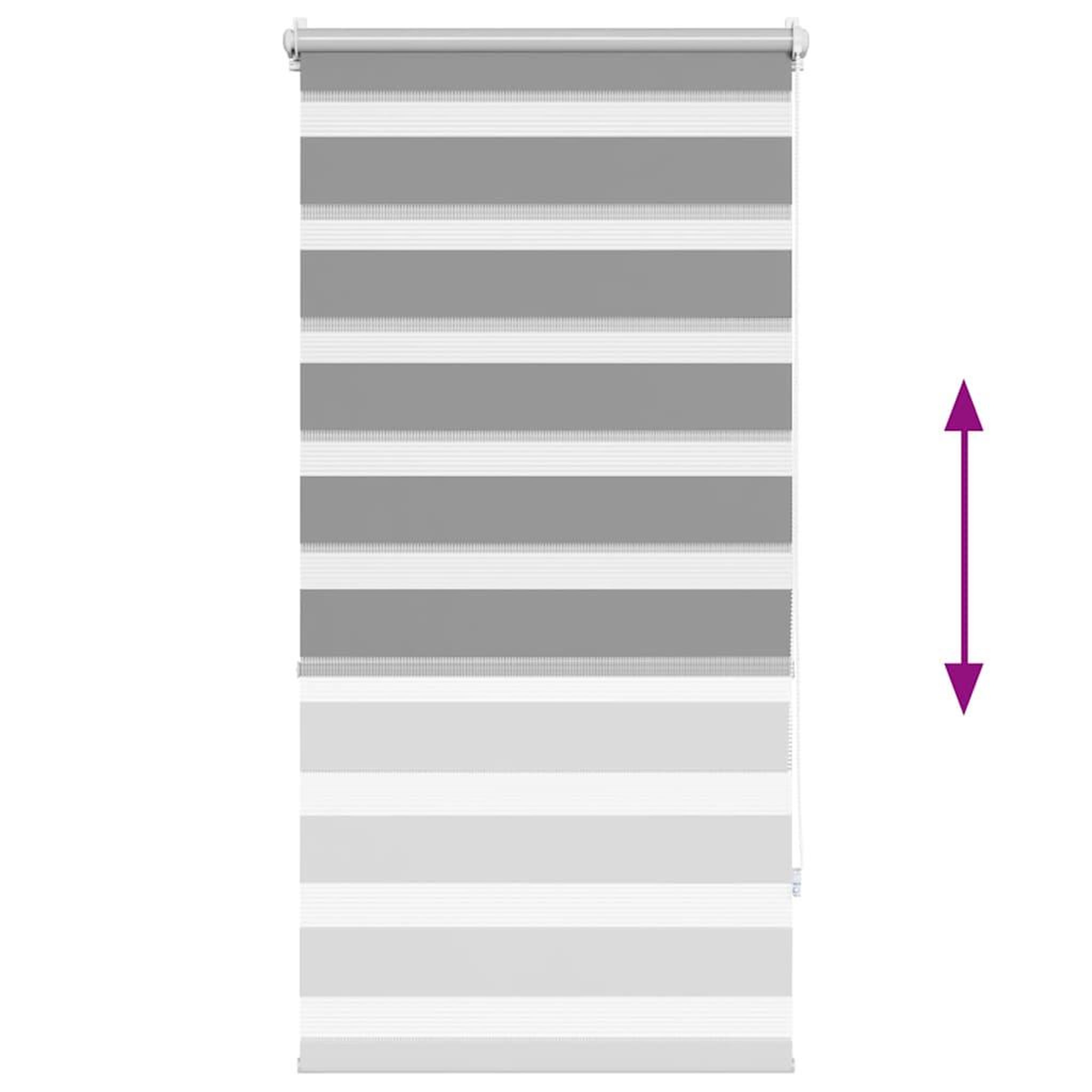 Voir la diapositive 5 : VIDAXL Store venitien zebre 60,9 x 120 cm, largeur du tissu 56,7 cm, gris