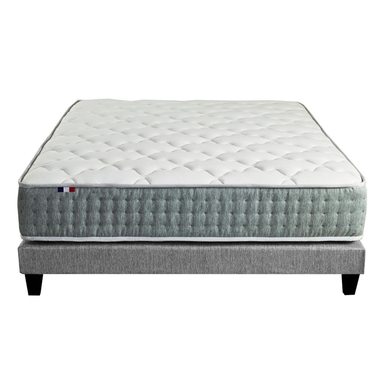 IDLITERIE Ensemble matelas ressorts 7 zones HYGGE, réversible hiver/été
