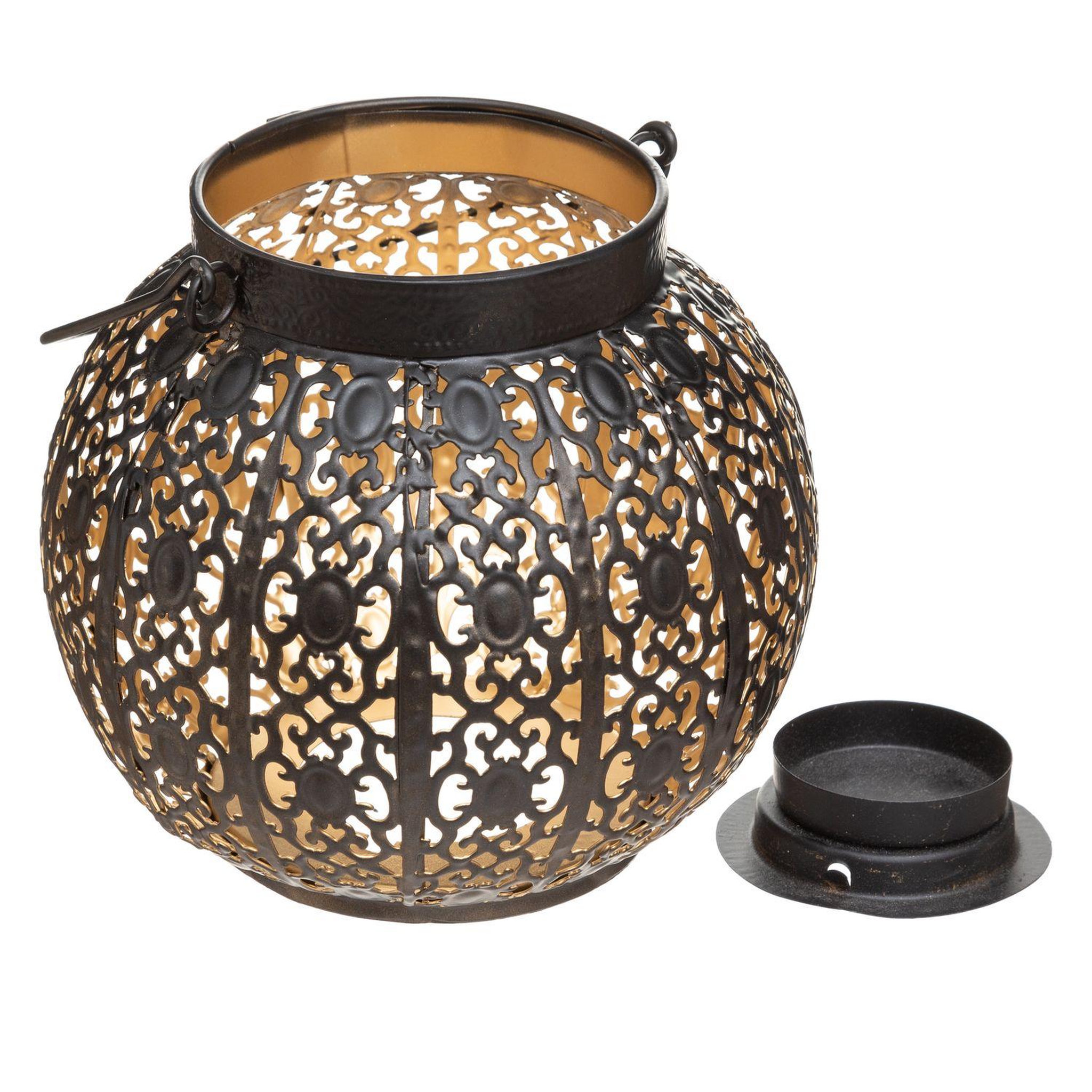 Voir la diapositive 2 : ATMOSPHERA Lanterne en métal ajouré Lexis - H. 14 cm - Noir
