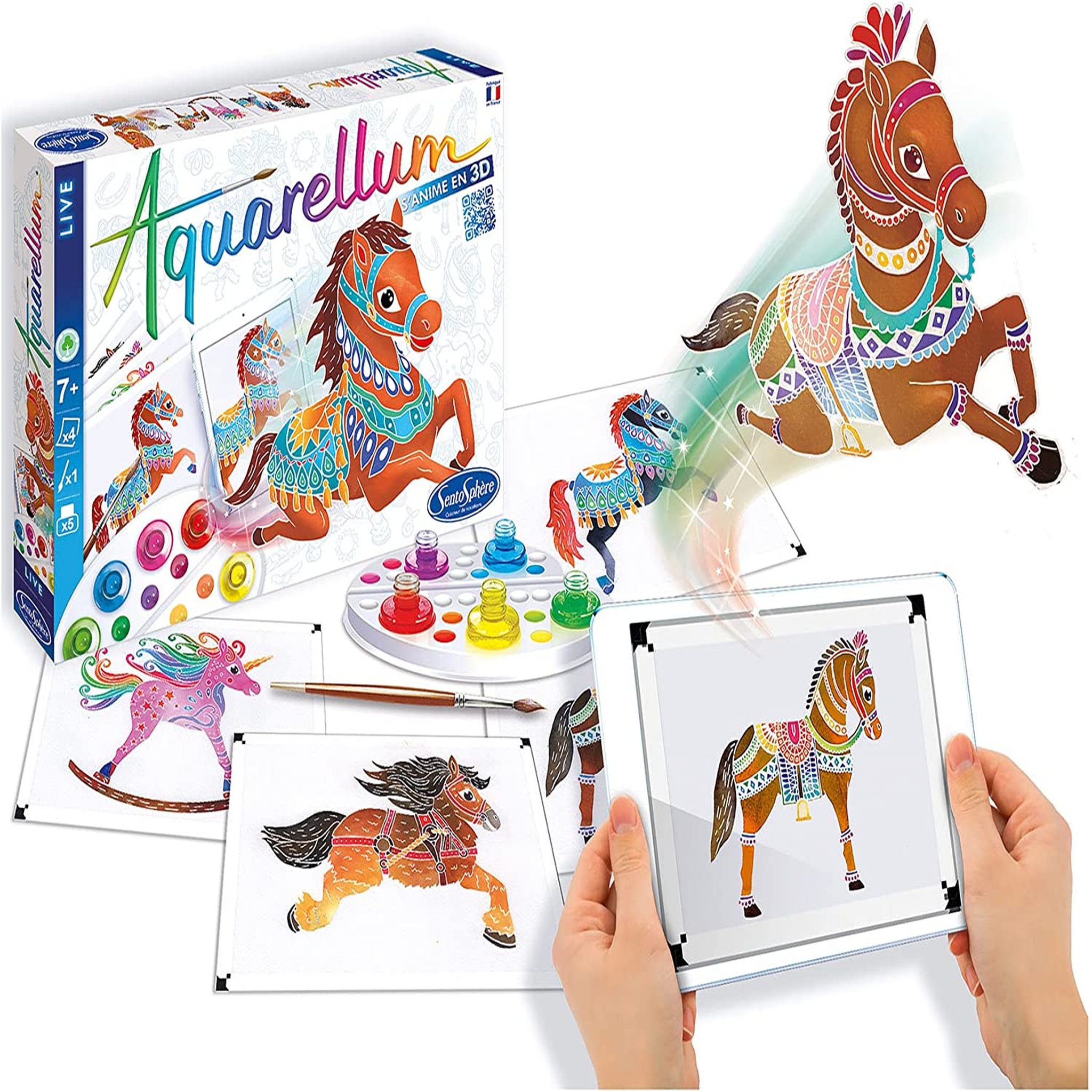 Voir la diapositive 2 : Sentosphère Coffret de peinture Aquarellum Live Chevaux