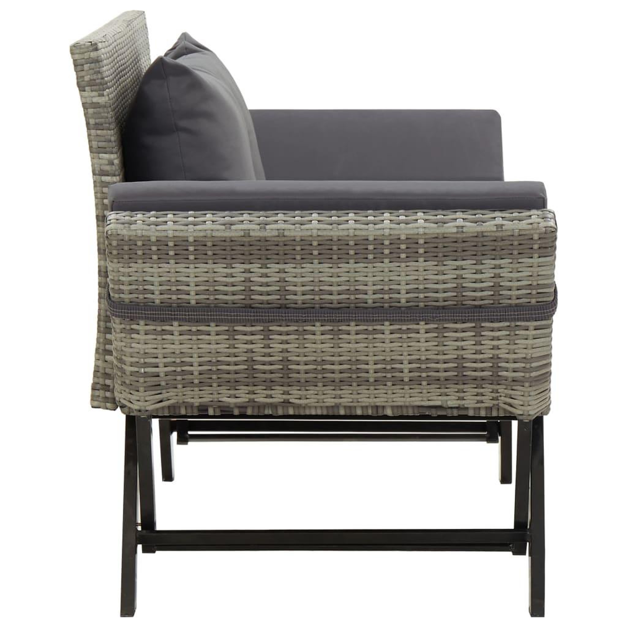 Voir la diapositive 3 : VIDAXL Banc de jardin avec coussins 176 cm Gris Resine tressee