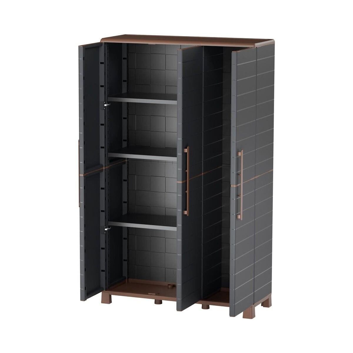 ART PLAST Armoire porte-balai Anthracite 3 portes 3 Etagères réglables 102 x 37 x 169 cm - Garage Buanderie Cellier Art Plast