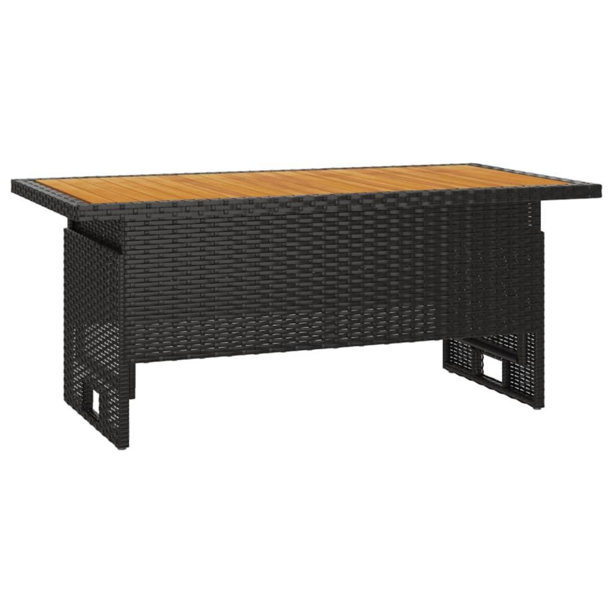 VIDAXL Table de jardin noir 100x50x43/63 cm acacia et resine tressee