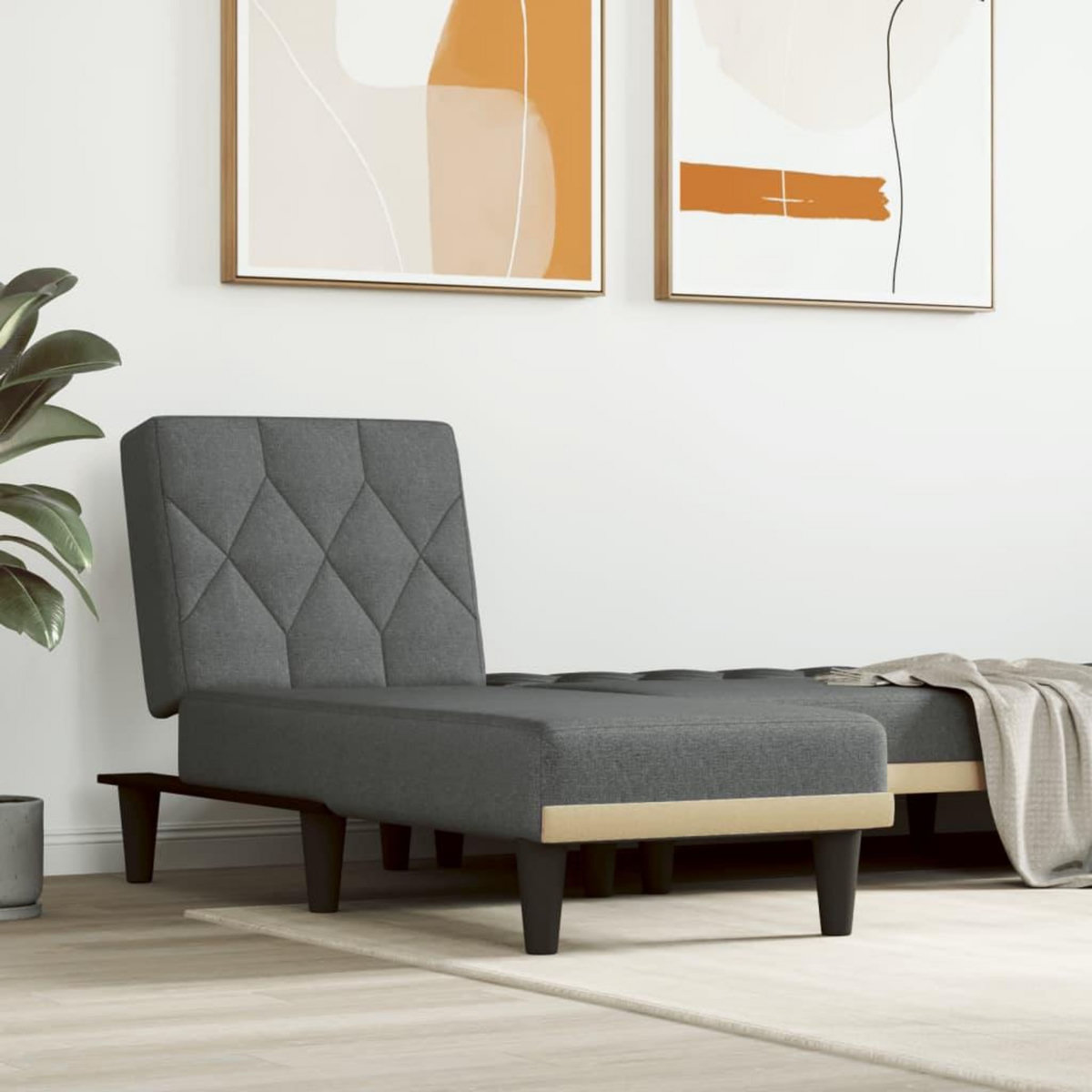 VIDAXL Chaise longue gris fonce tissu