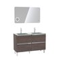 Aurlane Pack meuble de salle de bain 130x50 cm finition Graphite + vasque Argent + Miroir LED 120x70