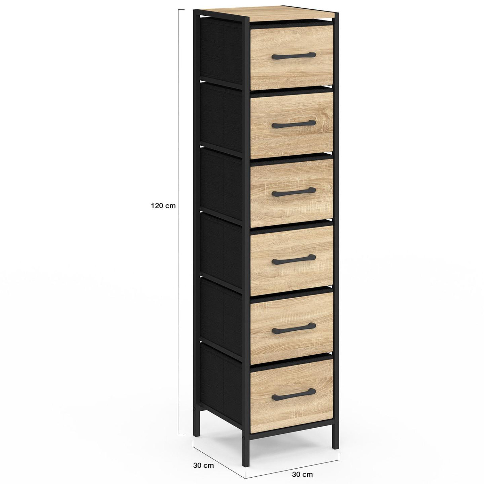 Voir la diapositive 5 : ID MARKET Meuble d'appoint 6 tiroirs utah 30x30x120 cm chiffonnier pour entrée salle de bain design industriel