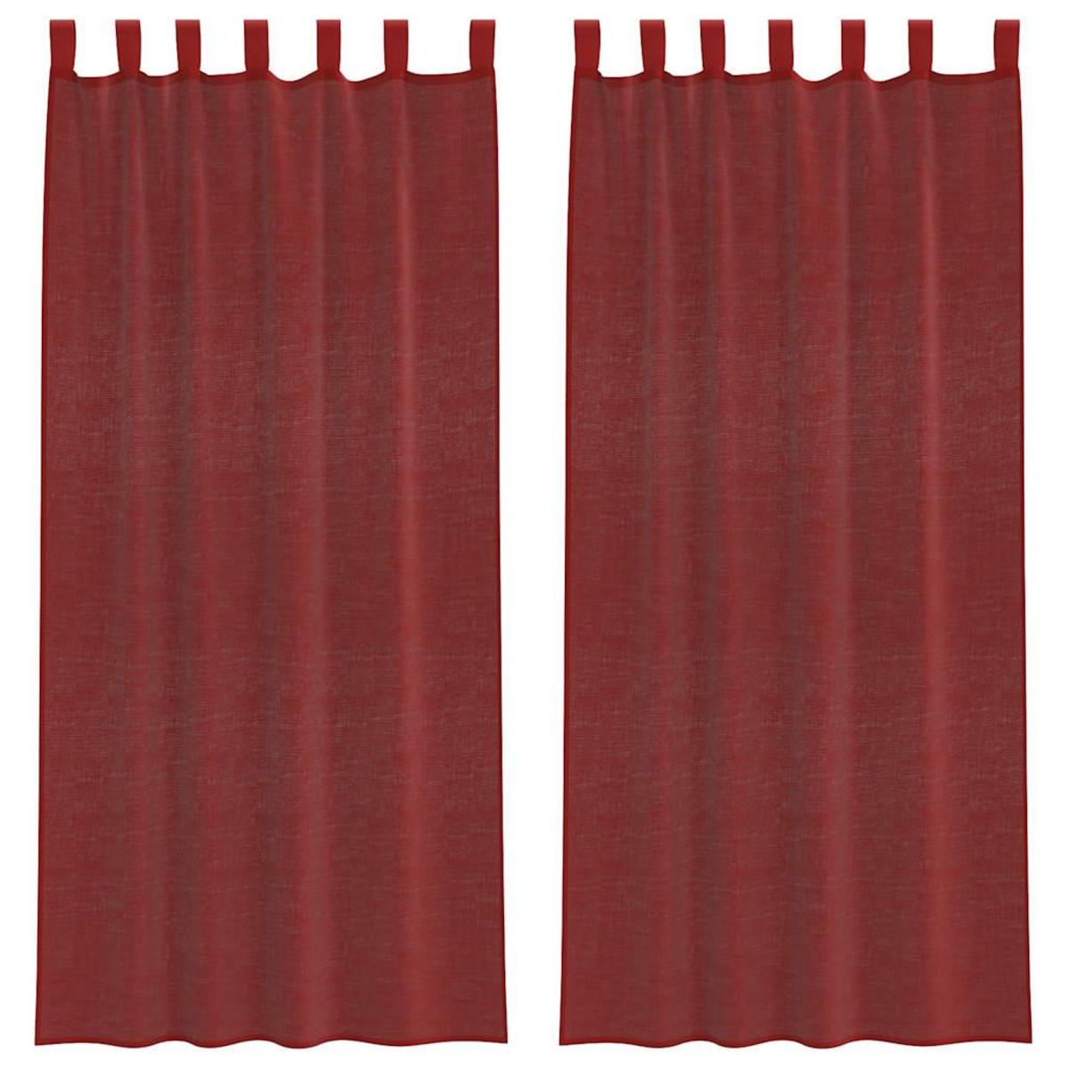 VIDAXL Rideaux en voile avec passe-tringles 2 pcs rouge bordeaux