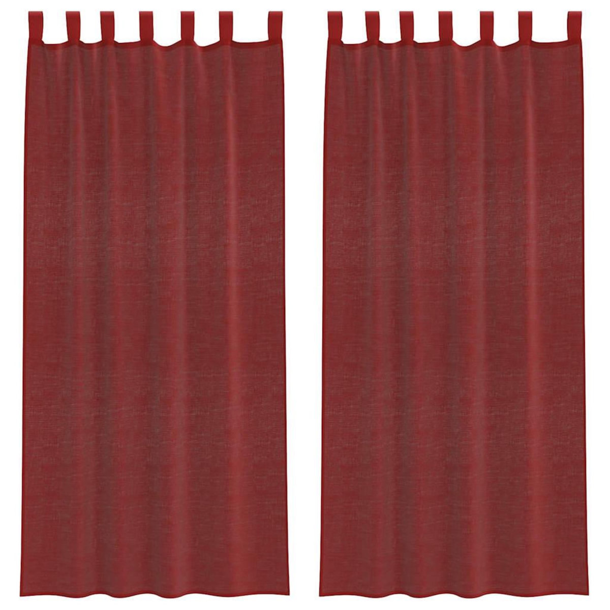VIDAXL Rideaux en voile avec passe-tringles 2 pcs rouge bordeaux