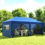 Voir la diapositive 2 : OUTSUNNY Tonnelle barnum pliant pop-up 5,9L x 2,95l x 2,85H m 6 parois latérales amovibles 4 fenêtres sac de transport bleu