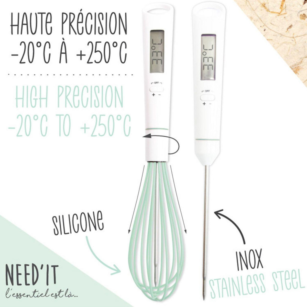 SCRAPCOOKING Fouet et thermomètre 2 en 1 pour pâtisserie