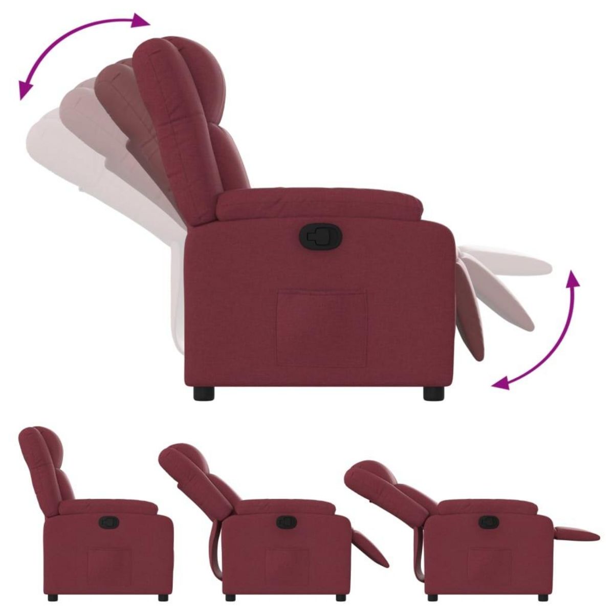 VIDAXL Fauteuil inclinable Rouge bordeaux Tissu