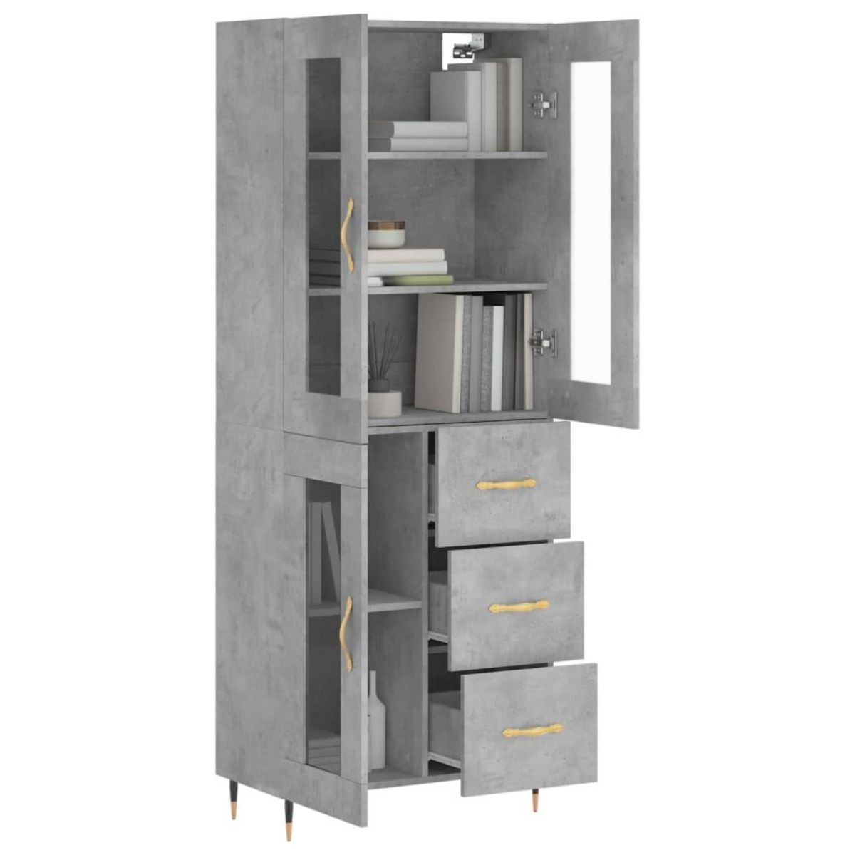 VIDAXL Buffet haut Gris beton 69,5x34x180 cm Bois d'ingenierie
