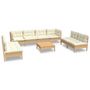 Voir la diapositive 2 : VIDAXL Salon de jardin 9 pcs avec coussins creme bois de pin massif