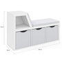 Voir la diapositive 4 : ID MARKET Bibliothèque banc OSCAR 4 cases avec coussins gris et bacs tissus 102 cm blanc