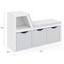 Voir la diapositive 4 : ID MARKET Bibliothèque banc OSCAR 4 cases avec coussins gris et bacs tissus 102 cm blanc