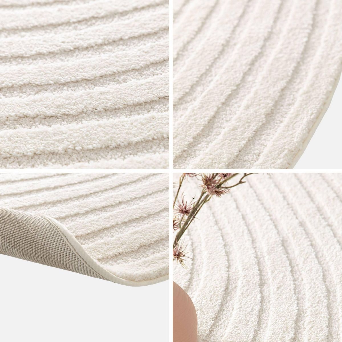 SWEEEK Tapis intérieur forme de galet motif circulaire crème Amanda 160x230cm