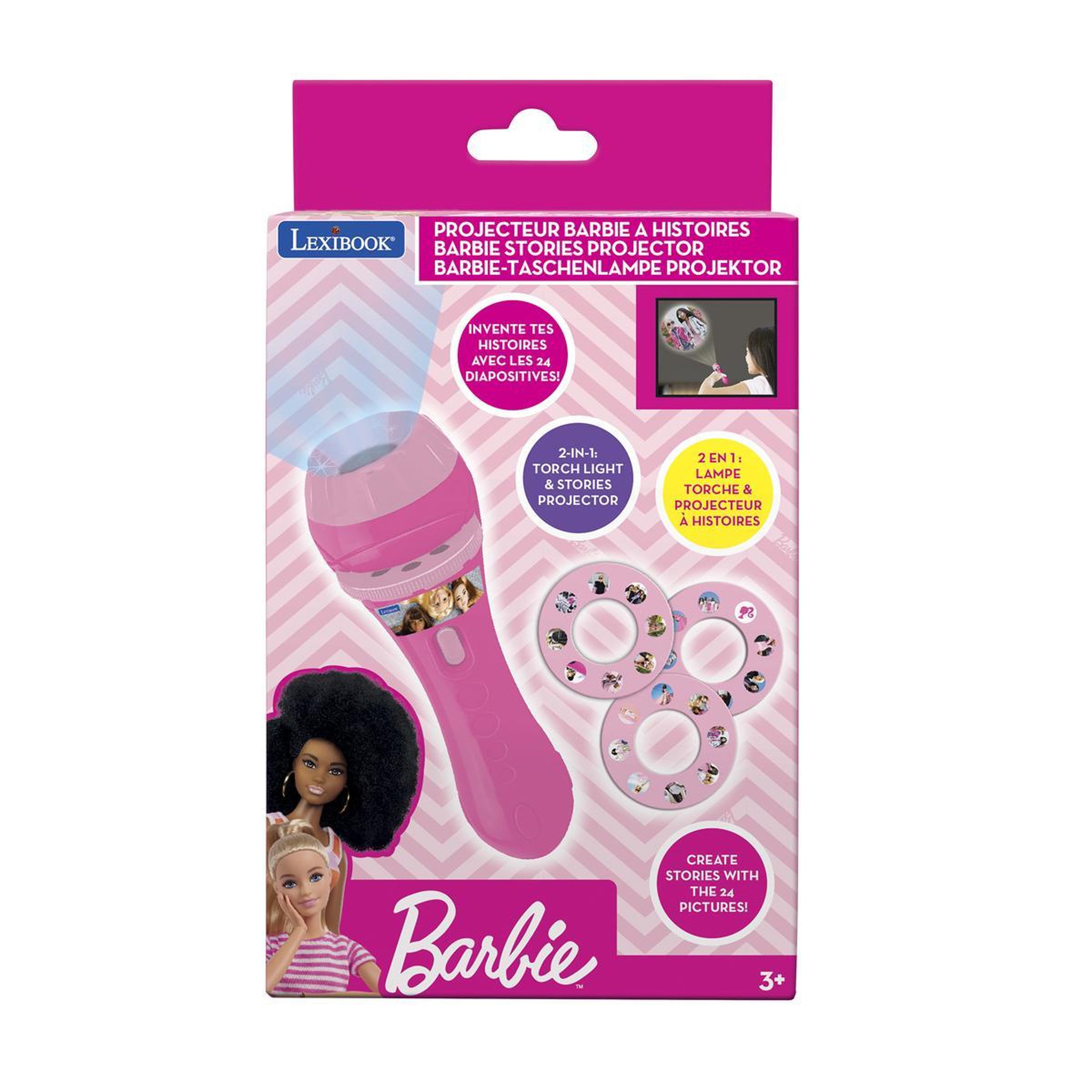 Voir la diapositive 5 : Lexibook Projecteur à histoires et lampe torche Barbie