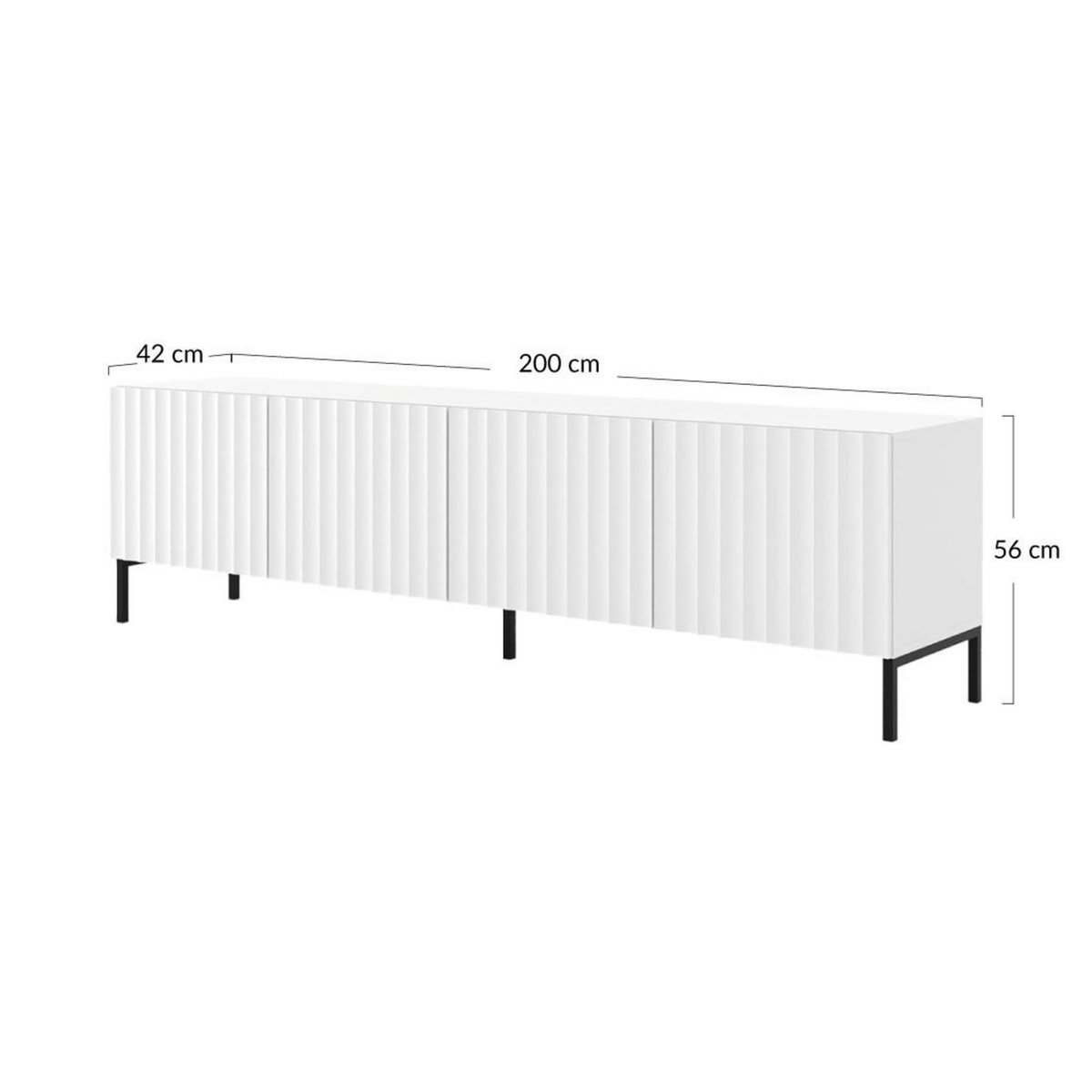 BEST MOBILIER Lara - meuble tv - pieds noirs - 200 cm