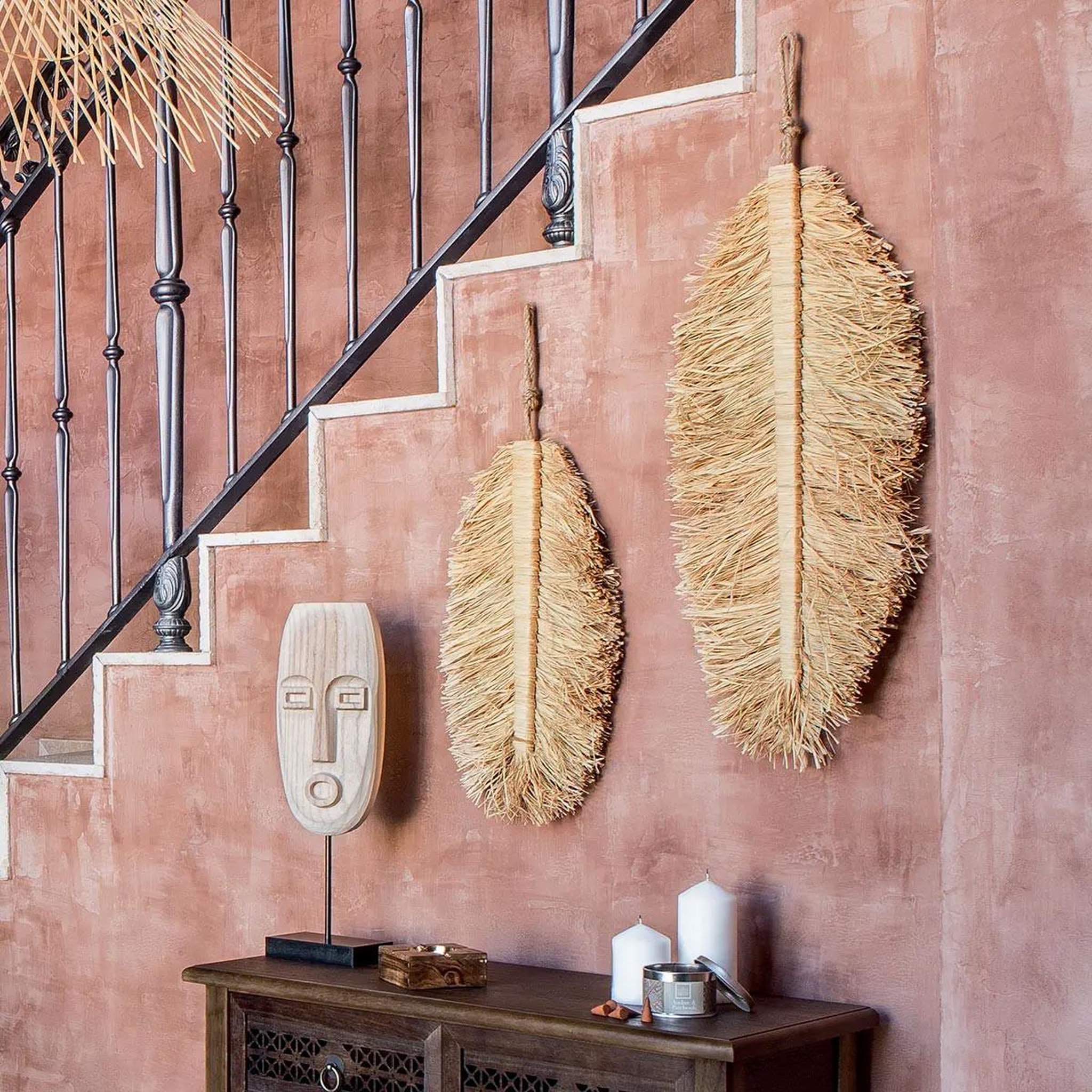 Voir la diapositive 3 : ATMOSPHERA Décoration Murale Raphia  Oasis  70cm Naturel