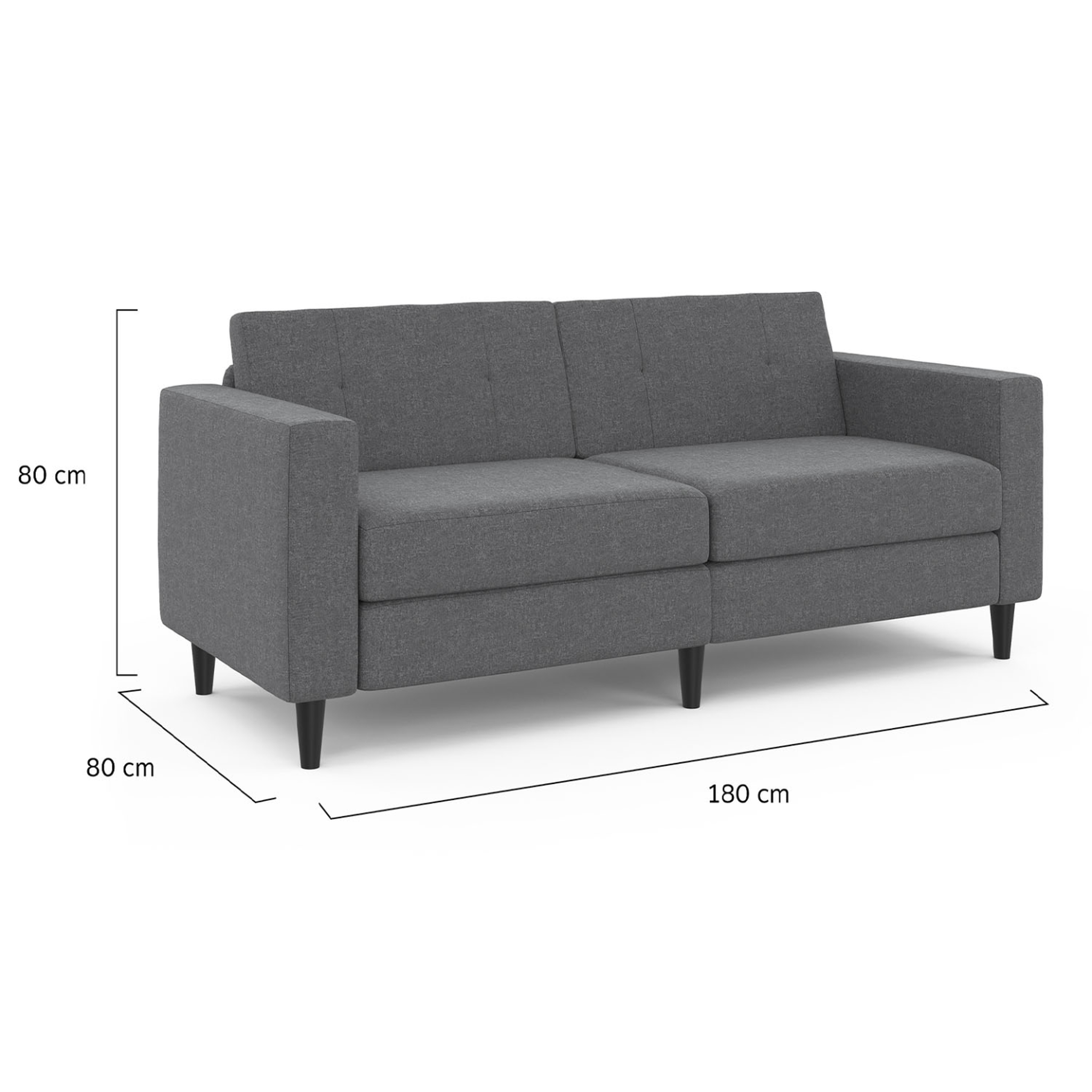 Voir la diapositive 4 : ID MARKET Canapé droit 3 places callie en tissu gris anthracite