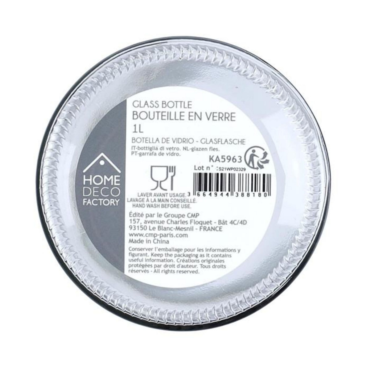 Paris Prix Carafe en Verre Design  Brooklyn  1L Transparent