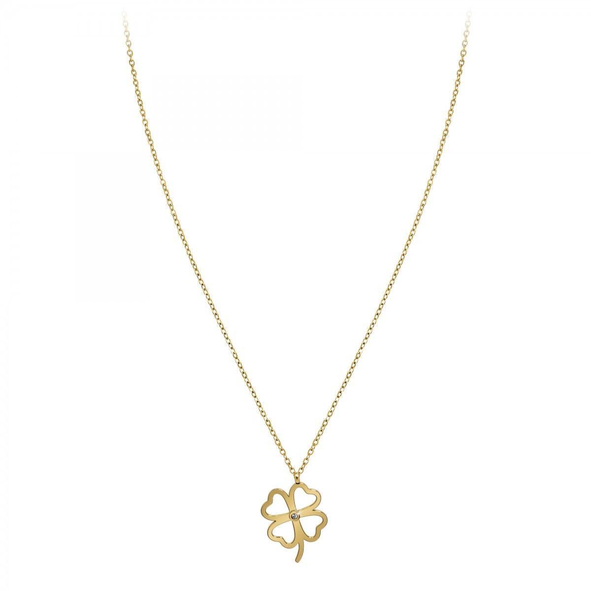 SC BOHEME Collier trèfle par SC Bohème orné d'un véritable diamant blanc