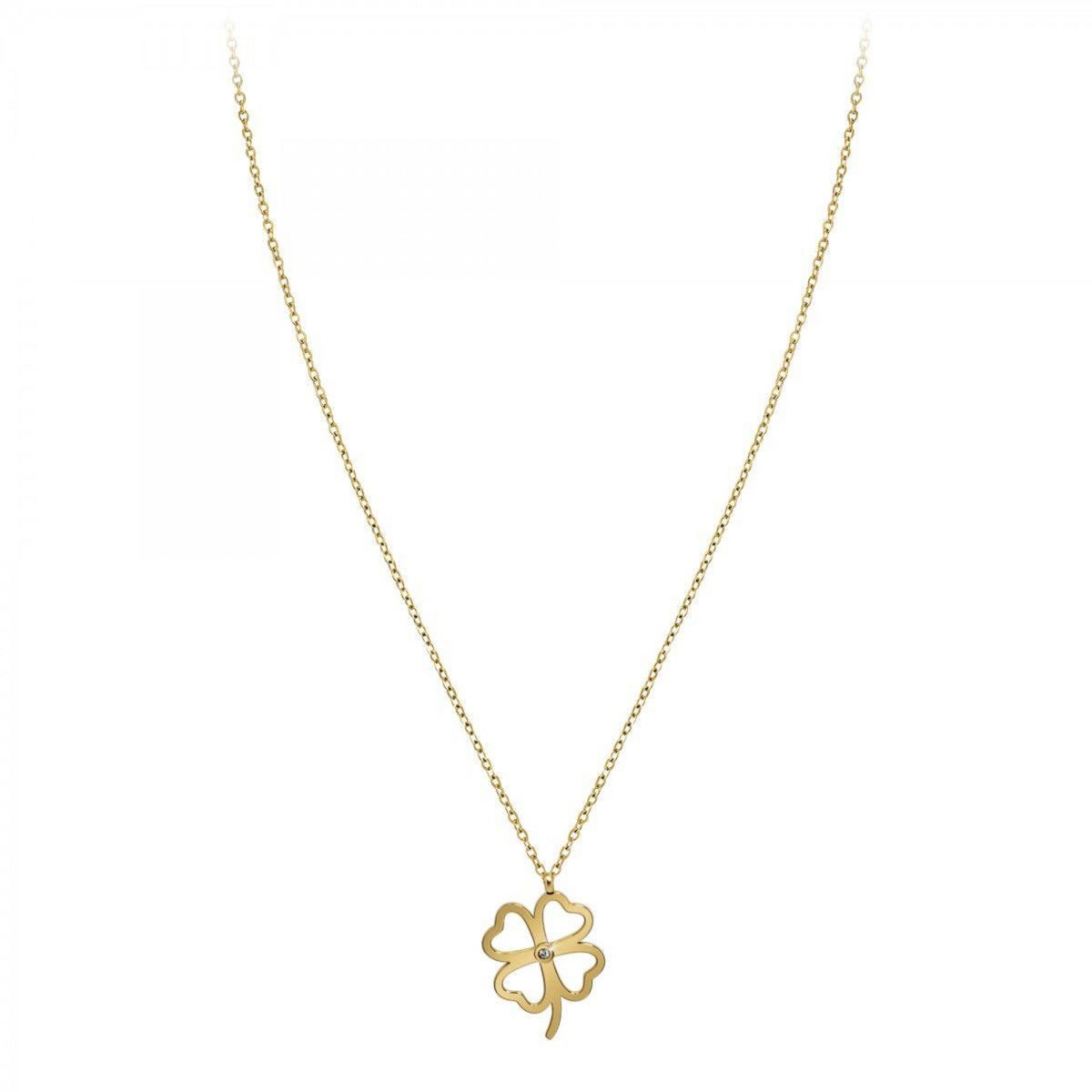 SC BOHEME Collier trèfle par SC Bohème orné d'un véritable diamant blanc