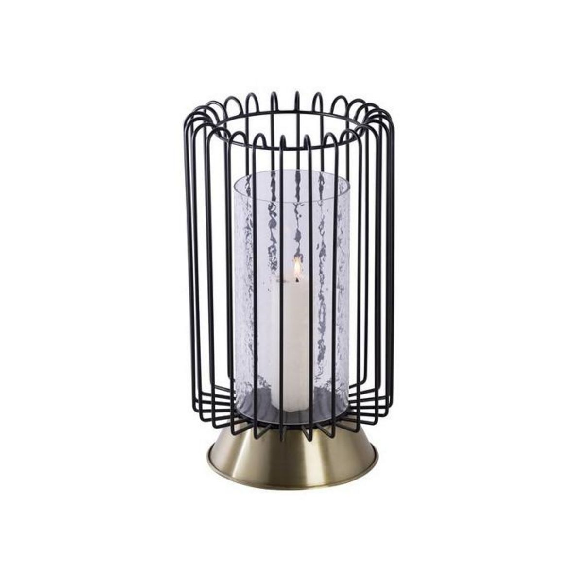 Paris Prix Bougeoir Rond Déco  Malibu  40cm Noir & Or