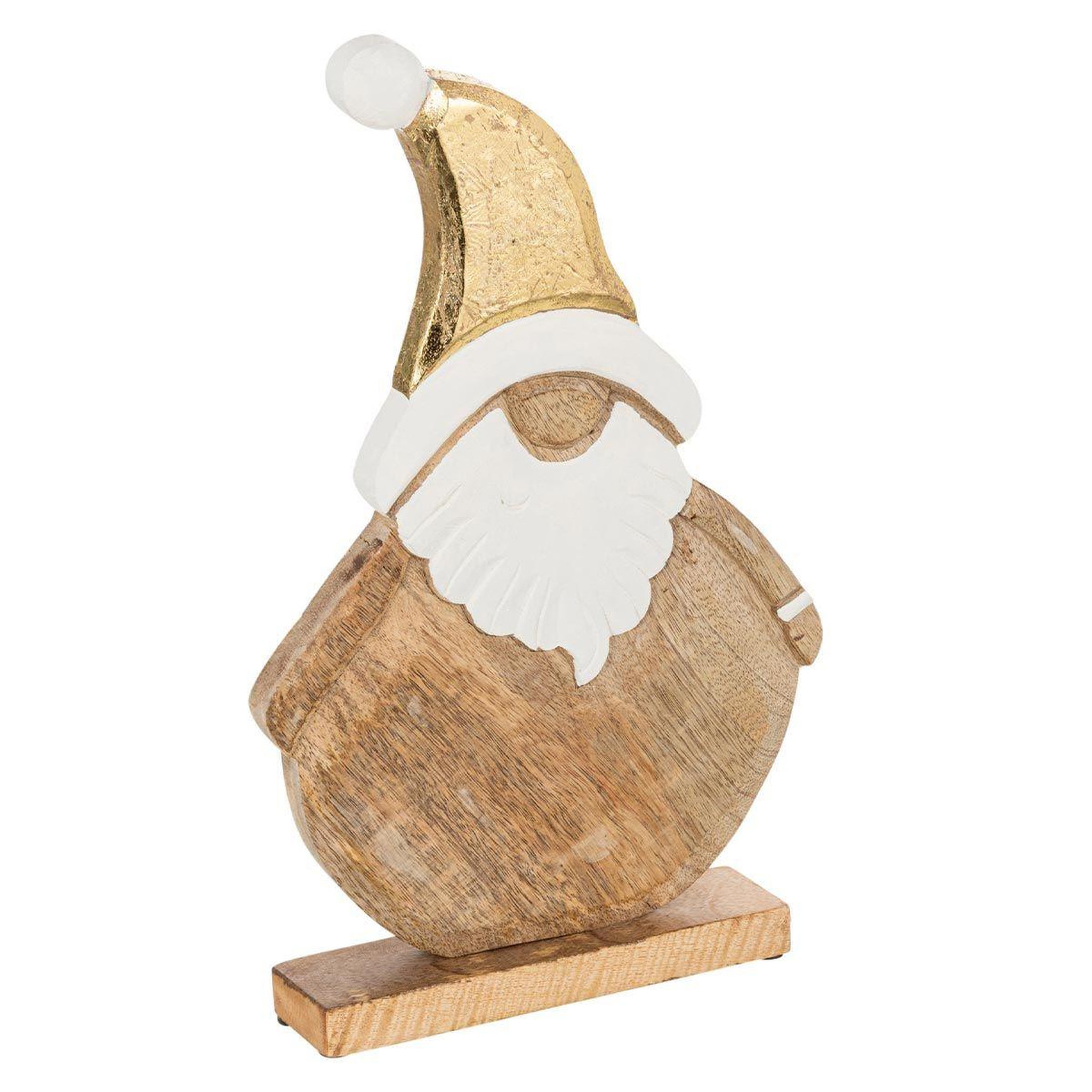 J-LINE Père noël déco  bois de manguier  40cm naturel
