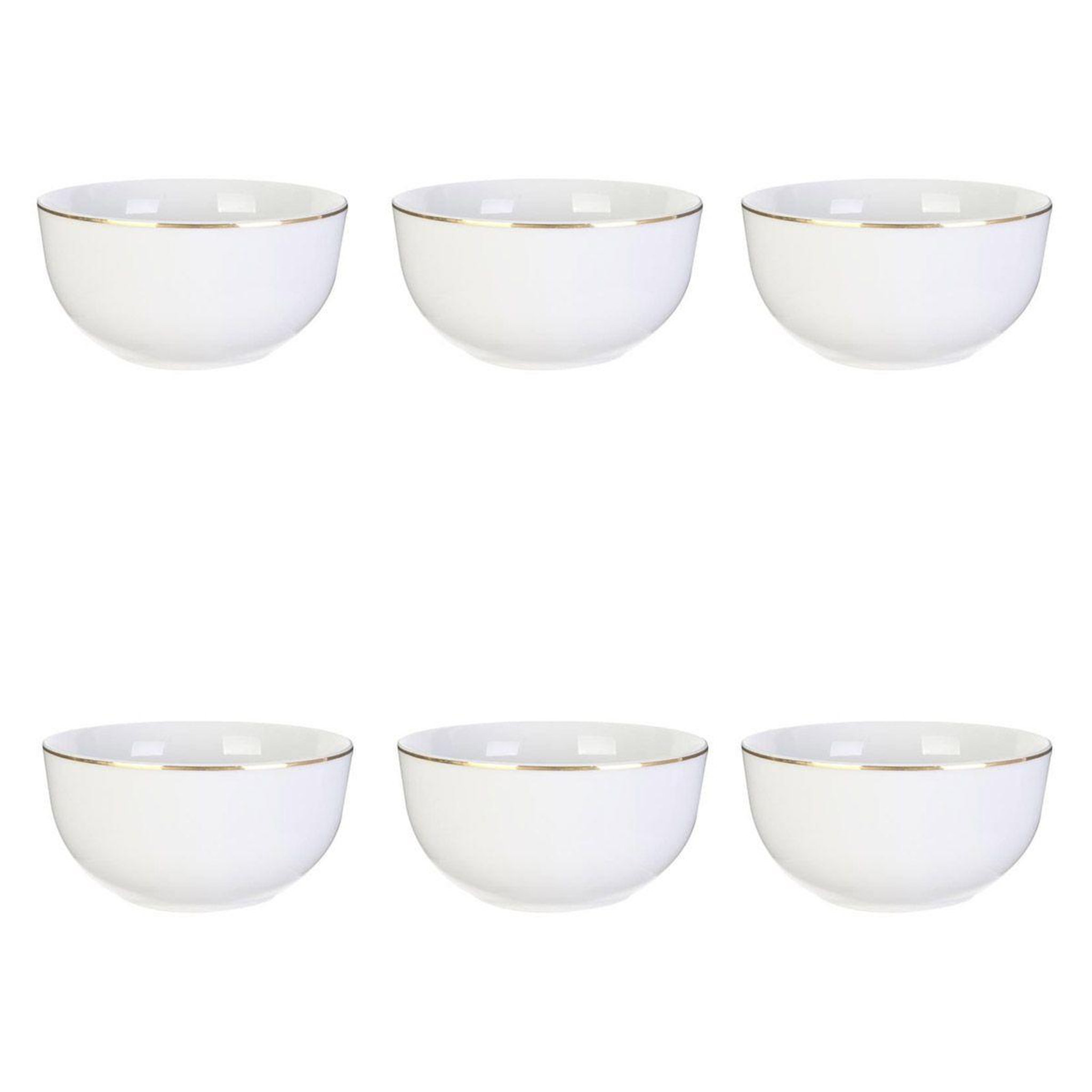 The Home Deco Factory Lot de 6 bols déco  liseré doré  14cm blanc