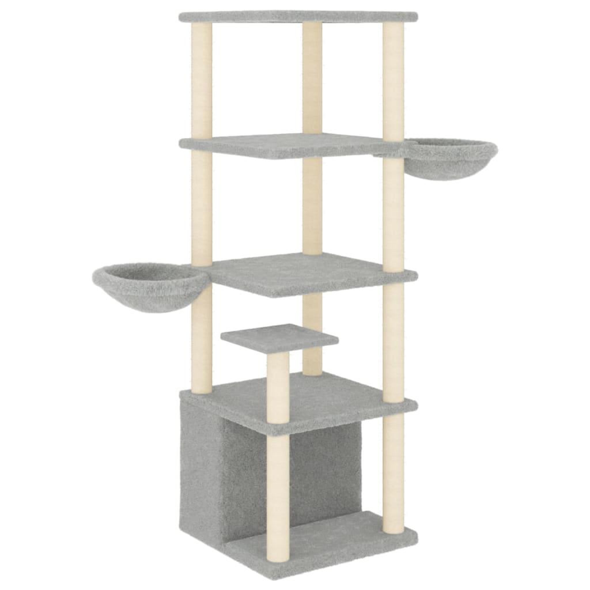 Voir la diapositive 2 : VIDAXL Arbre a chat avec griffoirs en sisal gris clair 147 cm