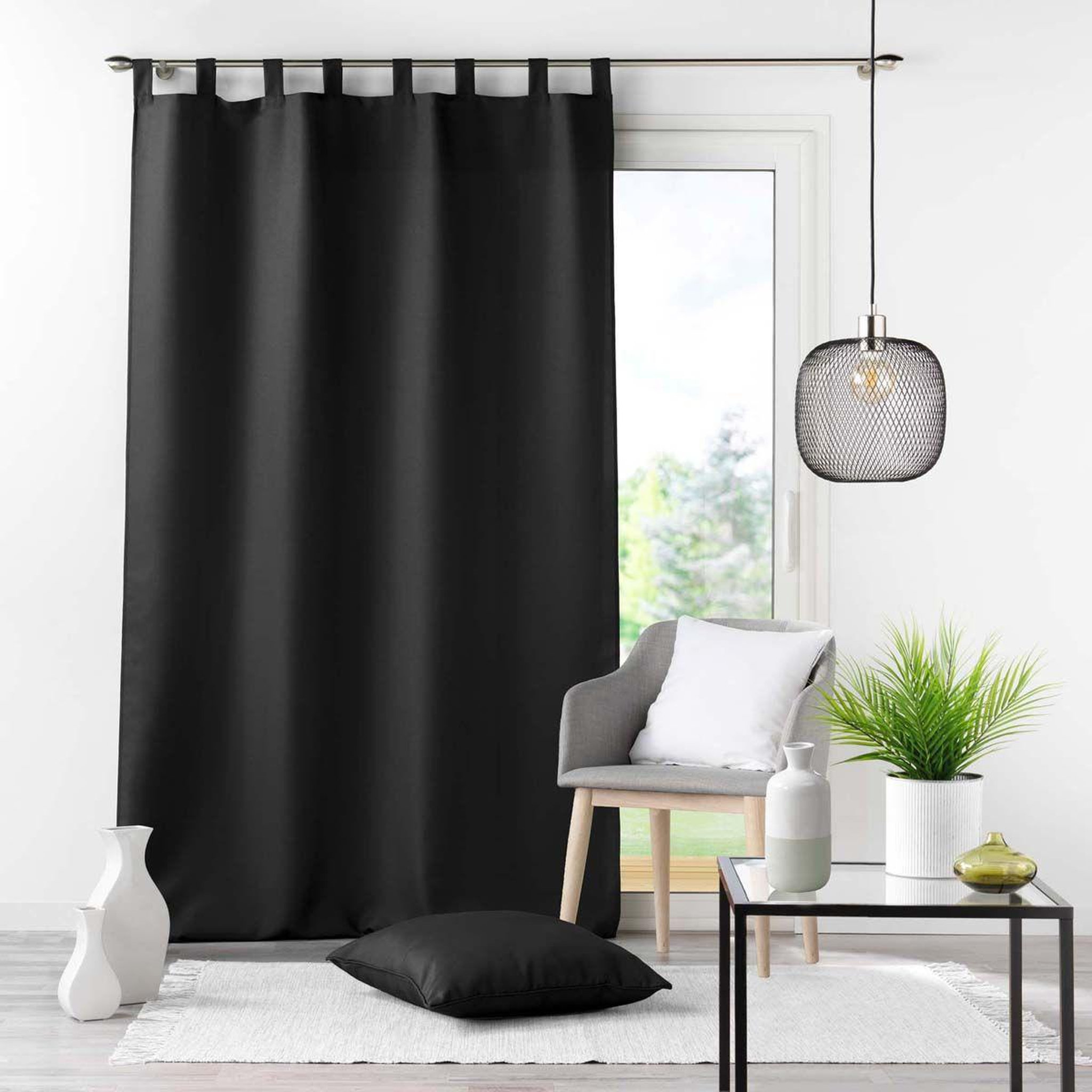 Voir la diapositive 3 : Douceur d'Intérieur Rideau à passants  essentiel  140x260cm noir