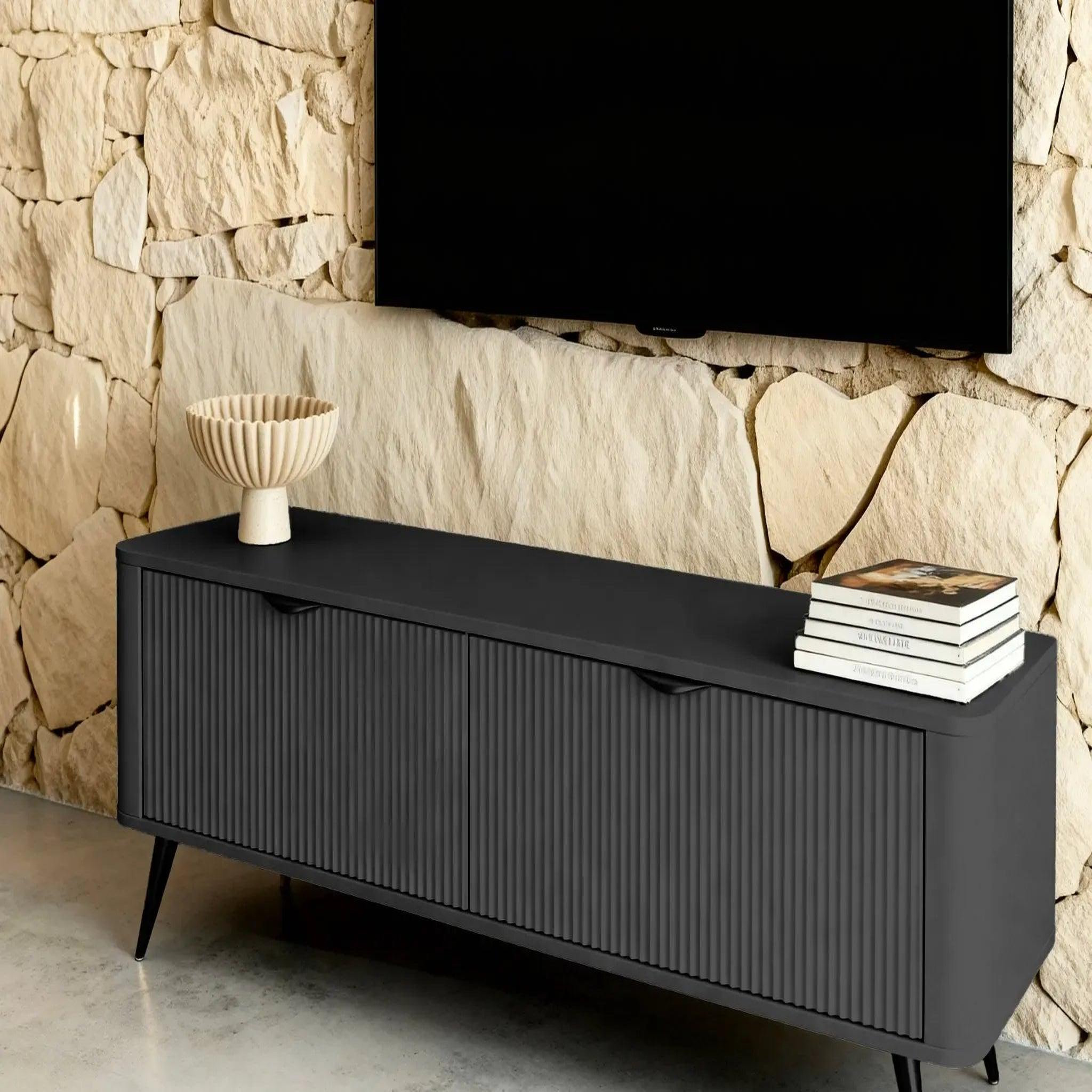 Voir la diapositive 3 : CASANOVA PARIS Joudy mini - mini meuble tv 163cmeffet rainuré