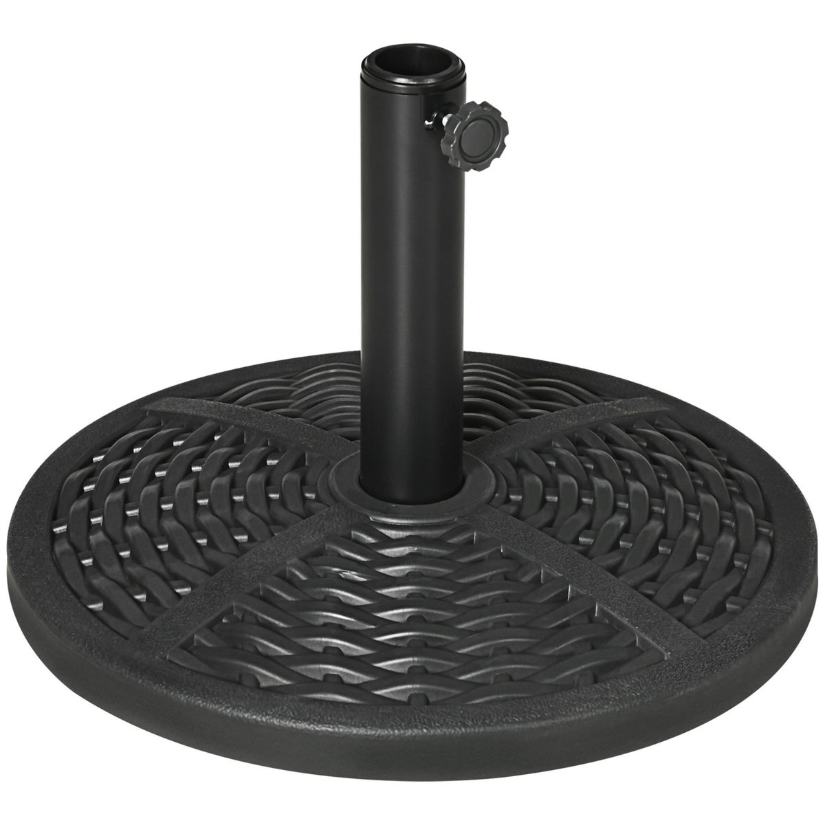 OUTSUNNY Pied de parasol rond base de lestage Ø 45 x 33H cm HDPE aspect rotin tressé poids net 8 Kg noir