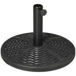 OUTSUNNY Pied de parasol rond base de lestage Ø 45 x 33H cm HDPE aspect rotin tressé poids net 8 Kg noir