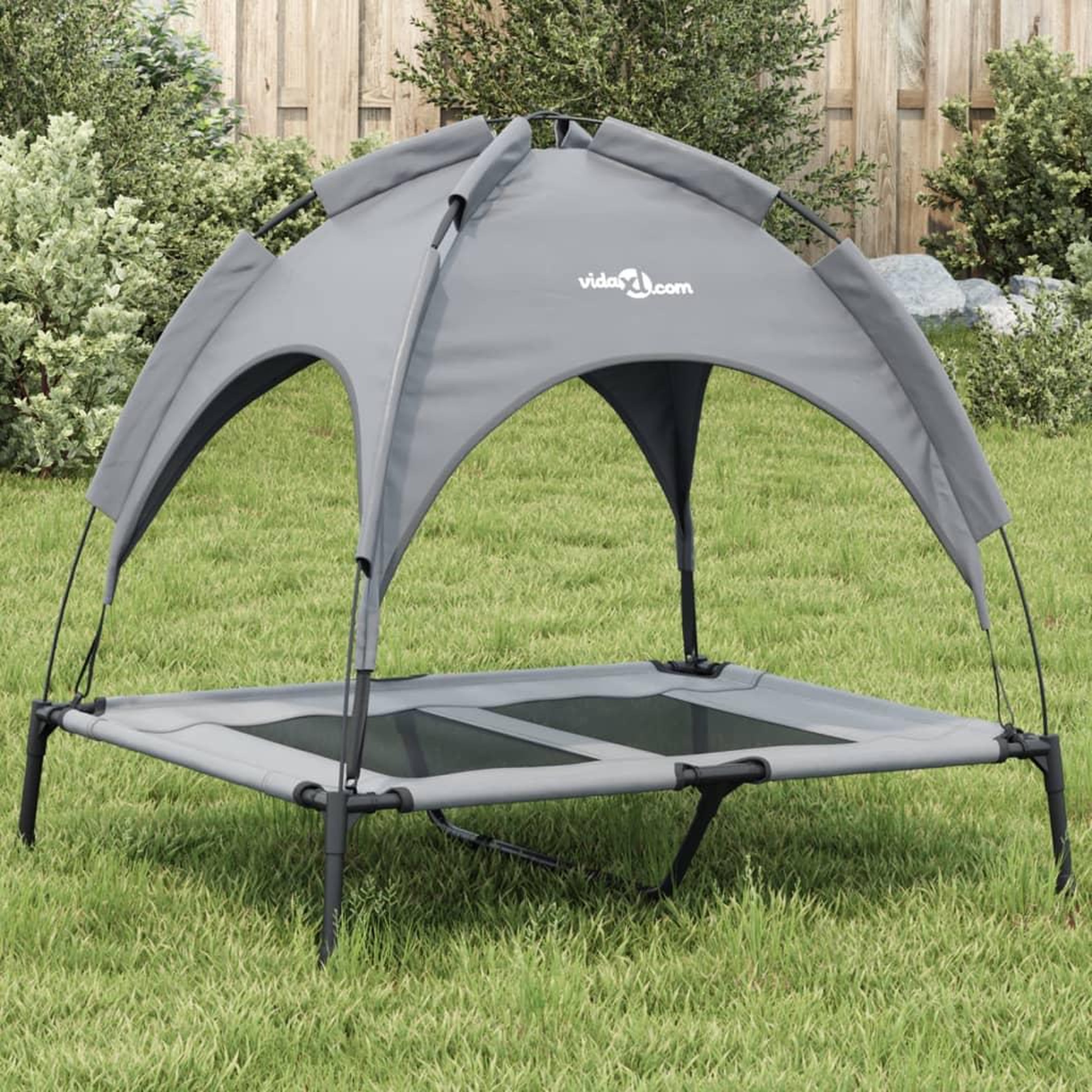VIDAXL Lit pour chien avec auvent anthracite tissu Oxford et acier