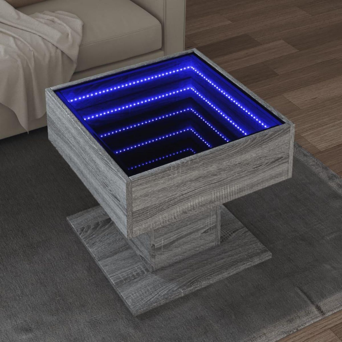 VIDAXL Table basse avec LED sonoma gris 50x50x45 cm bois d'ingenierie